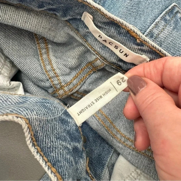 PacSun High‎ Rise Straight 29 blue button fly raw hem jeans - Picture 5 of 6